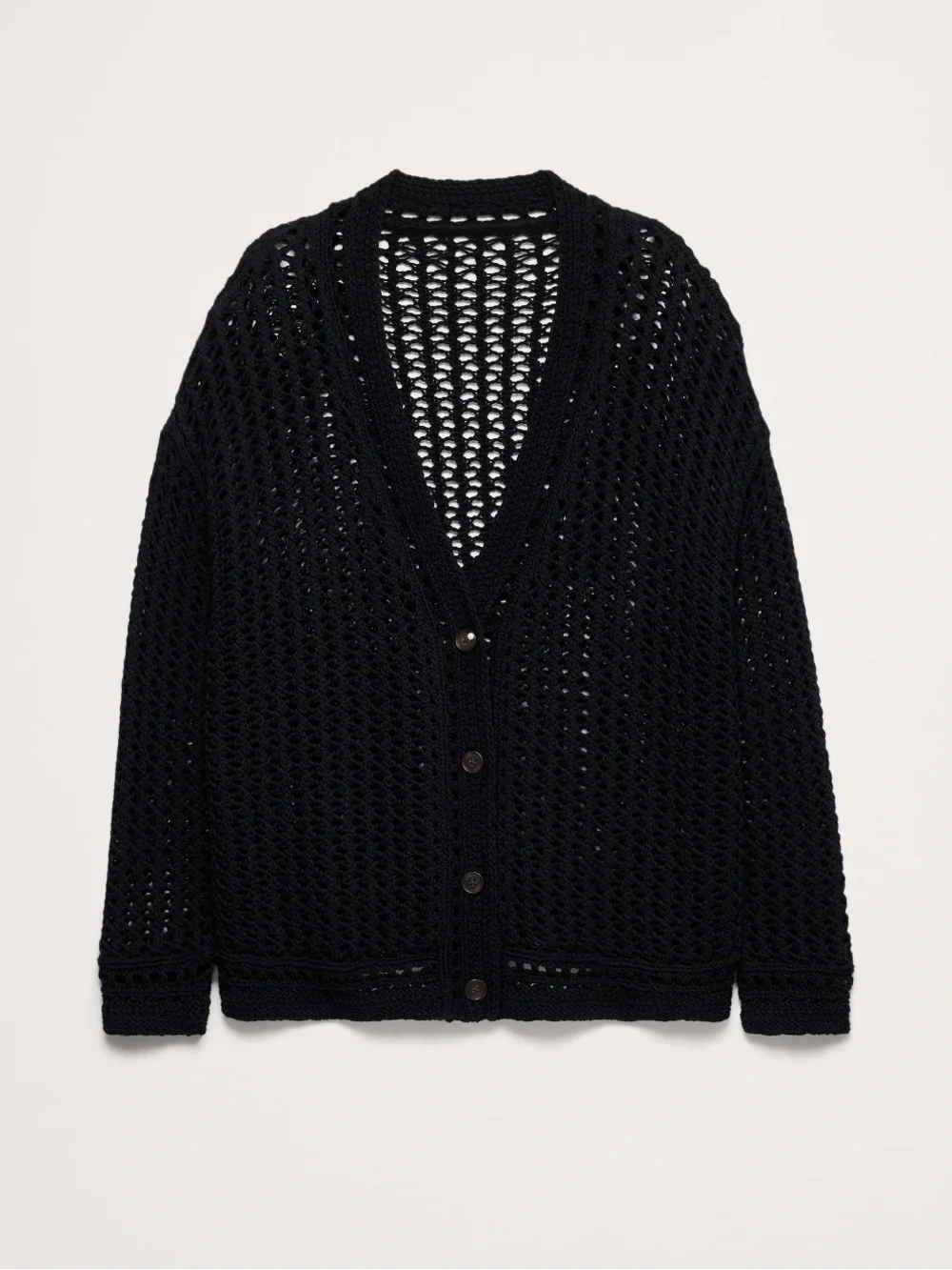 NWT Banana Republic Cotton Crochet Black Cardigan Sz Medium (#892413)
